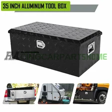 35" Aluminum Stripes Plated Tool Box Pick Up Truck Bed RV Trailer w/ Lock & Keys