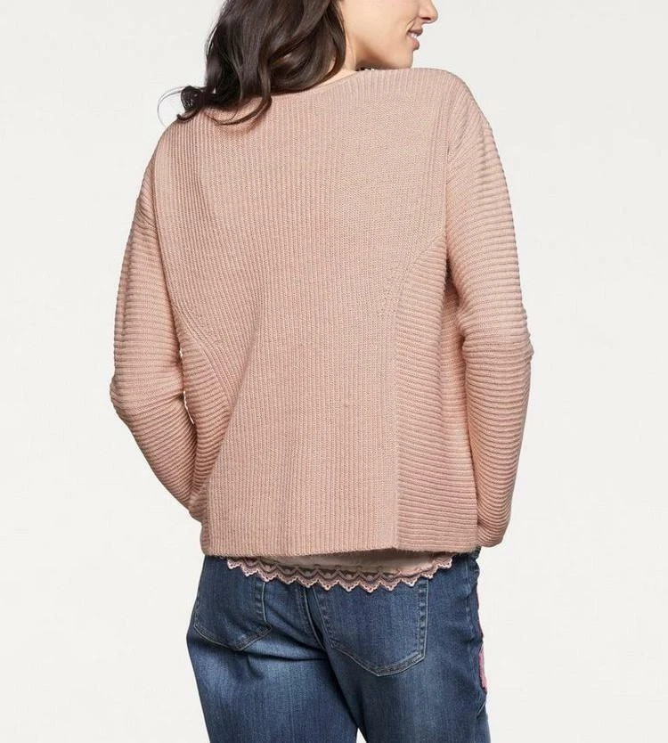 LINEA TESINI DAMEN PULLOVER PULLI RIPPENSTRICK LANGARM RUNDHALS ROSE NEU - Bild 4 von 4