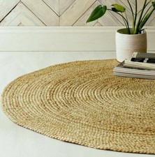 Rund Teppich Natur aus Jute Handgefertigt Flechtmuster Boho Bio Rugs Fair Tapis