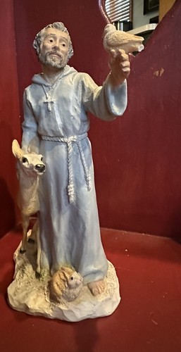 St Francis Of Assisi Statue Deer Rabbit Dove 9” Castagni 1989 Vintage Preowned - Picture 6 of 8