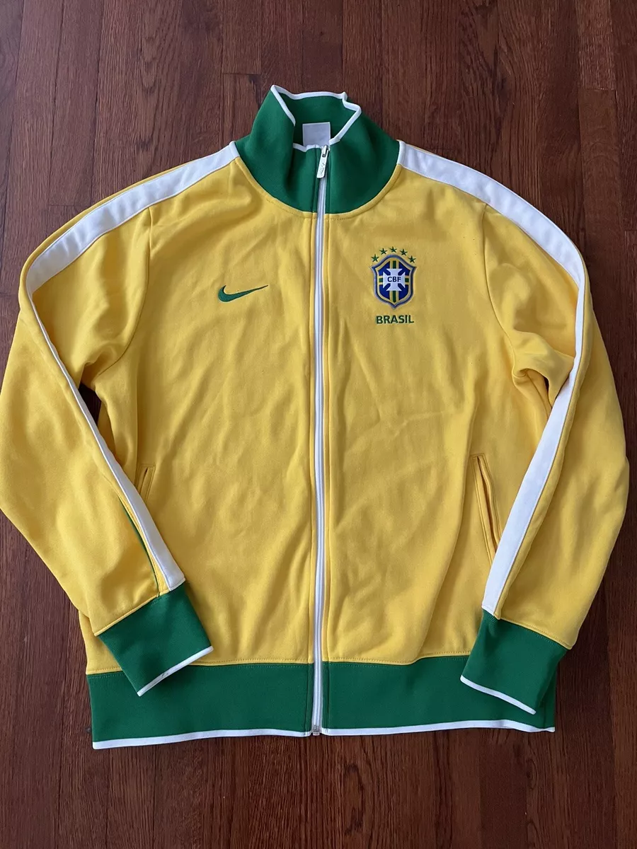 Nike Brazil Football Training Jacket Tracksuit Yellow CBF Cotton Blend  Large