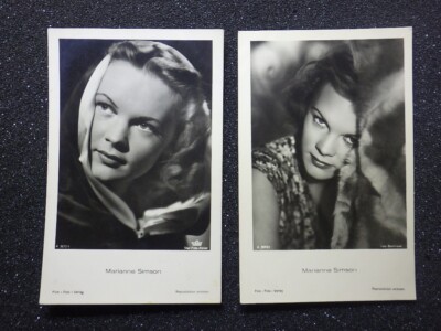 2 x photo autograph postcard actress Marianne Simson (pre 1945) Tobis