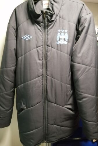 Manchester City FC Umbro MCFC Vintage Retro Giacca Imbottita Cappotto Grigio XX-Large