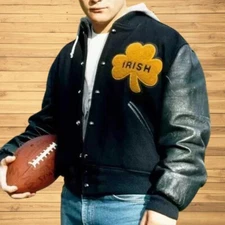 University of Notre Dame Rudy Irish Wool & Leather Sleeves Jacket