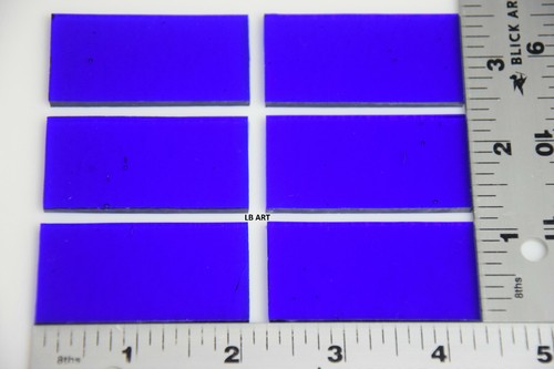 1114.30 - 6 CLEAR DEEP ROYAL BLUE 1" x 2" BULLSEYE 3mm THICK GLASS 90 COE - Picture 4 of 4
