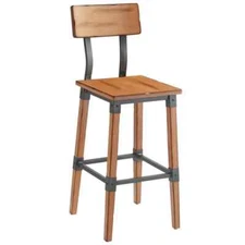 Industrial Style Rustic Antique Natural Wood Restaurant Dining Barstool