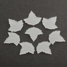 Lot (8) Czech vintage frost crystal maple leaf glass cabochons 28mm