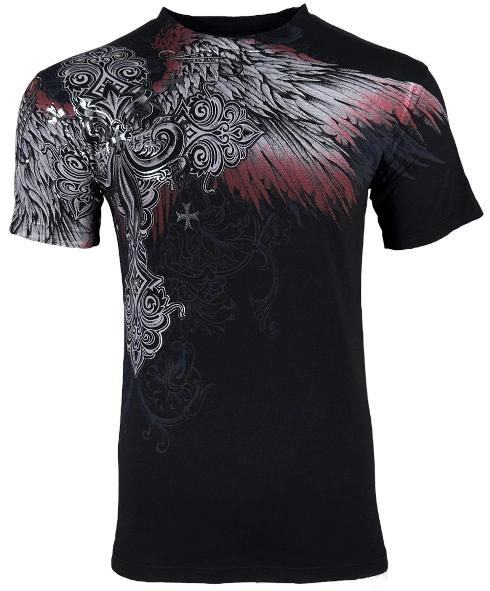 T-shirt Donna Affliction Racconto Tatuaggio Biker - Manica Corta Scollo A V