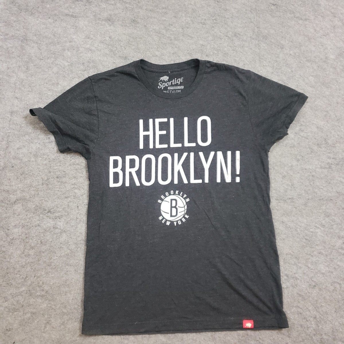 T-shirt Homme Sportiqe Brooklyn Nets - Taille S - Gris - Manches Courtes - Neuf Avec étiquettes