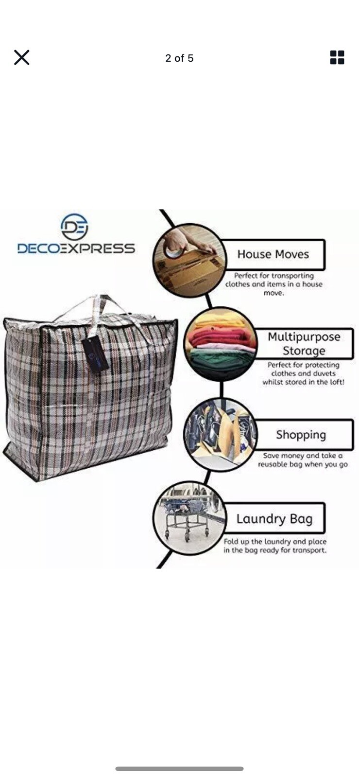 Deco Express Large Strong Laundry Bags Moving Storage Bag (pack of 5