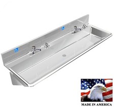 ADA HAND SINK 2 STATION 72" MADE IN AMERICA VANDAL RESISTANT METERING FAUCET