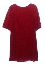 Lauren Ralph Lauren dress size 12P Red lace sheath short sleeve lined