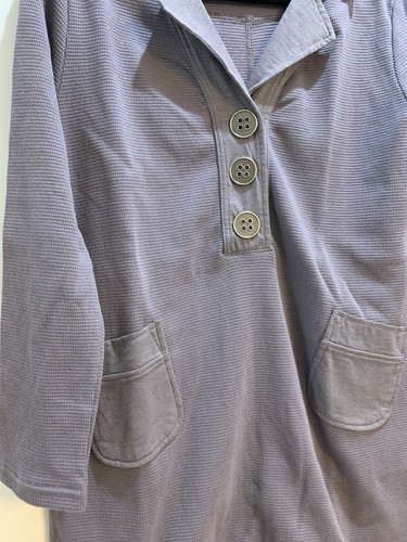 Soft Surroundings Waffle Knit Top Pockets Blue Big Buttons Take Two Tunic Pet M - Picture 5 of 6