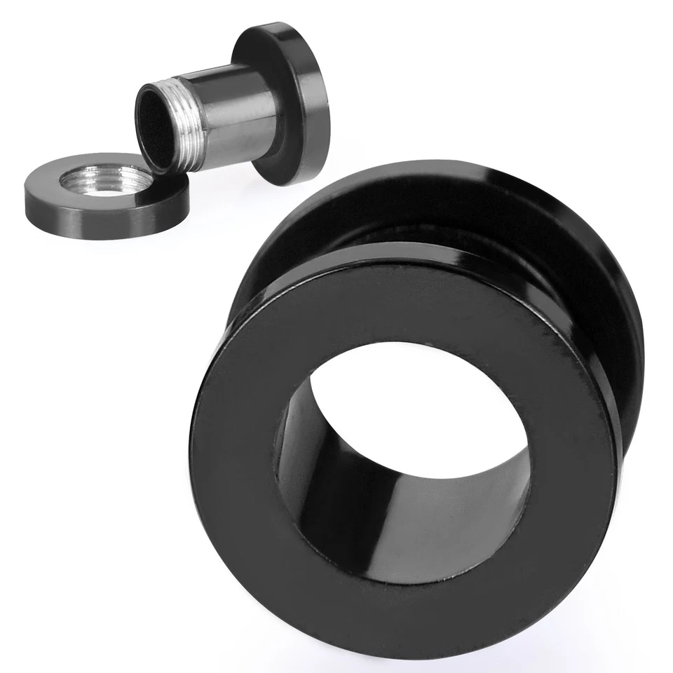 1 PAIR Stainless Steel Ear Gauges Screw Fit Ear Tunnels Plugs Earrings 12g-3/4" - Image 3 of 4