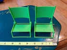 1973 Barbie 2 Green BEACH BUS CHAIRS Folding Accessory Mattel #7805 Nice Vintage