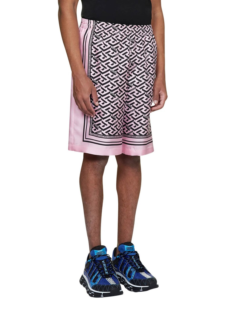 VERSACE Mens Greca-print Silk Shorts In Pink size IT56 | eBay