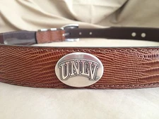 Men's Brown Genuine Leather Belt with University of Nevada Las Vegas UNLV 32 R+