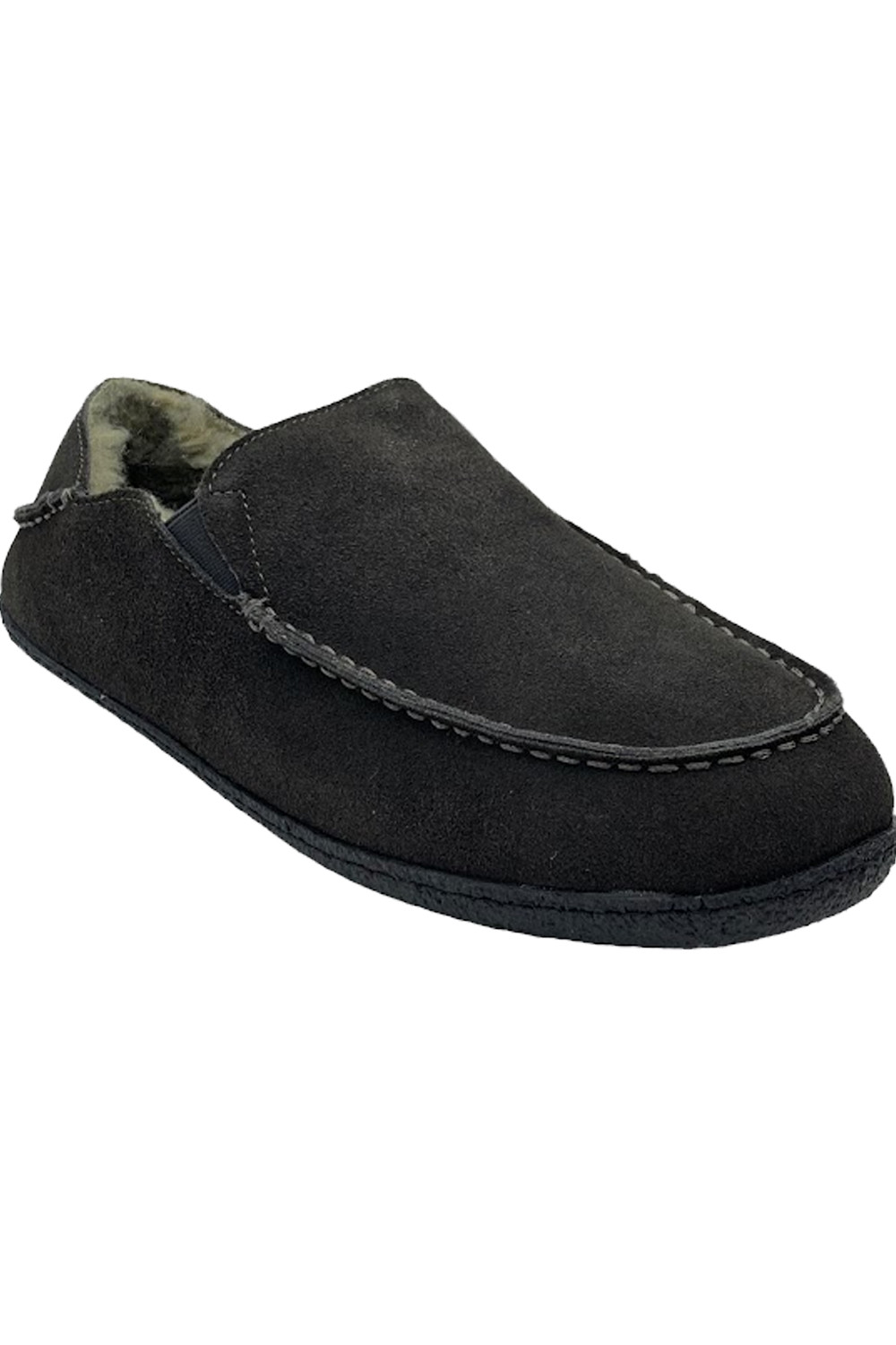 Мужские замшевые тапочки с откидным верхом из искусственного меха Clarks серого цвета 6890₽