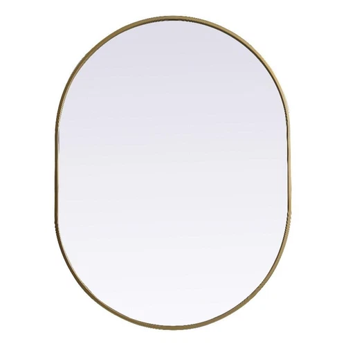 Elegant Decor Asha 30x40" Oval Modern MDF Wood/Iron Mirror in Brass - Picture 1 of 11