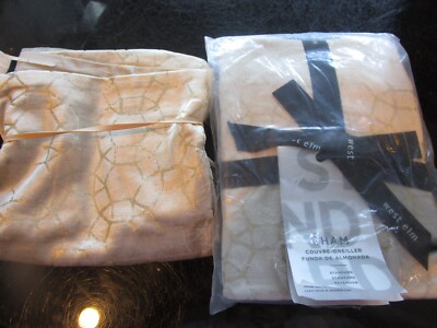 2 West Elm Luster Velvet Fading Metallic Trellis Shams Euro stone New 1 wo tag