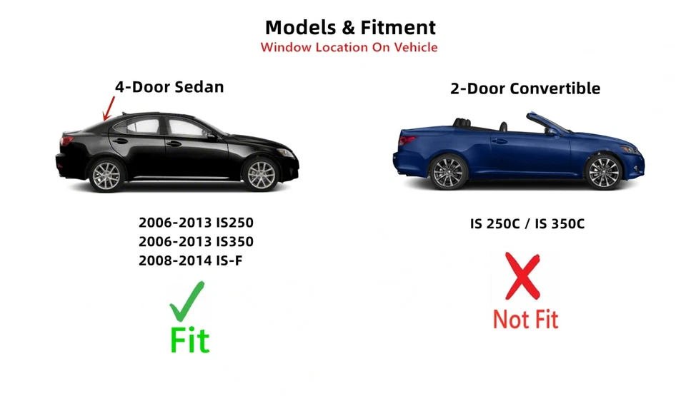 Fits 06-13 Lexus IS250 IS350 08-14 Lexus IS-F 4D Sedan Back Window Glass Heated Foto 4 de 4