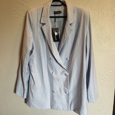 Pretty Little Things WRAP Blazer Dress Blue 3 Button NWT Oversized Large 10 12