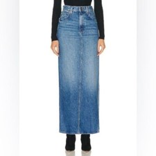 NWT MOTHER SNACKS The Candy Stick Skirt maxi denim size 27