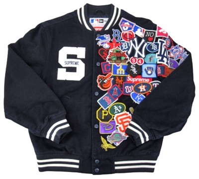 supreme new era mlb varsity jacket black
