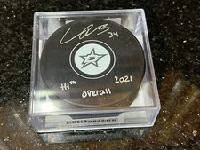 Conner Roulette Autograph Puck Dallas Stars Hockey