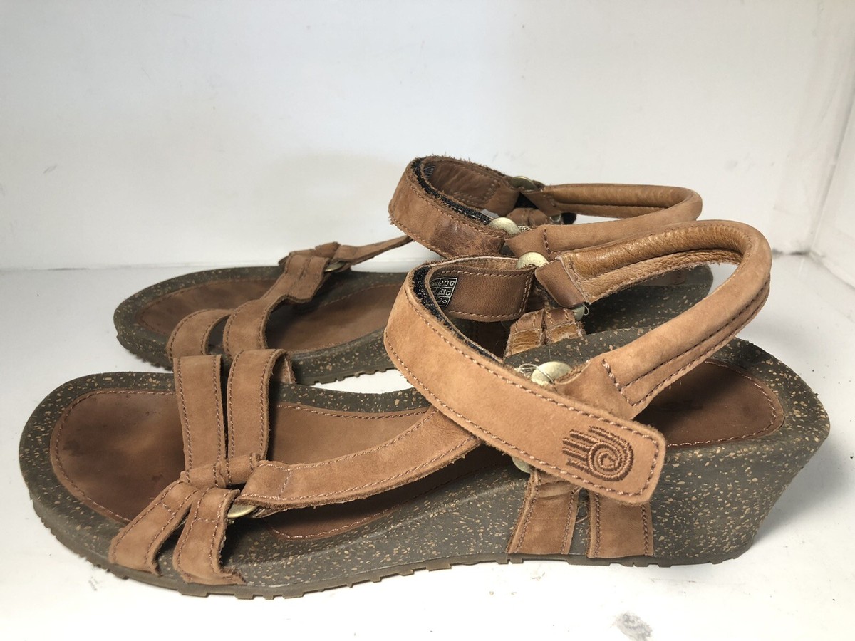 Teva Ventura 4220 Cork Wedge Sandals Brown Strappy Outdoor Casual