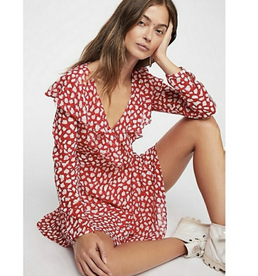 FREE PEOPLE FRENCHIE MINI WRAP RUFFLE DRESS Size Small