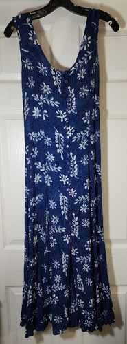 Phool Gaze Damen Maxikleid Boho Hippie Knopfleiste. Klein, 51 Zoll lang. Blau
