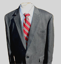 Men's Stafford Sz 50R Men 2 Button Merino Sports Coat Blazer Gray Herringbone