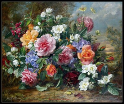 Flowers Albert Williams 23 - Counted Cross Stitch Patterns - Color & BW Symbols