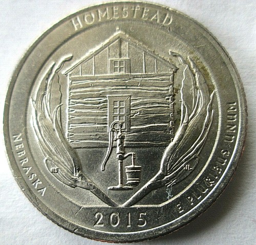 2015-P "HOMESTEAD" QUARTER, (IDB) DIE CHIP @ PAIL BOTTOM, AU/MS DETAILS, CIRC.