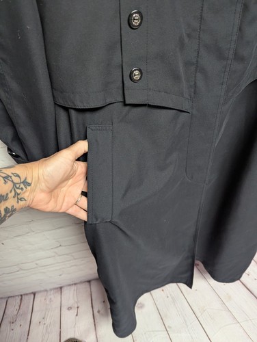 Fleet Street Trench Coat Size 14 Black Long Length Adjust Waist Classic NWOT - Picture 2 of 8