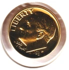 24k Gold Plate Rare Old US 1981 Liberty Roosevelt Dime Collector Collection Coin