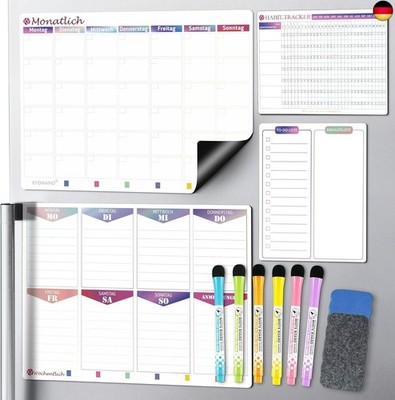 KYONANO Magnetisch Whiteboard Familienplaner Wochenplaner+Monatsplaner+Habit