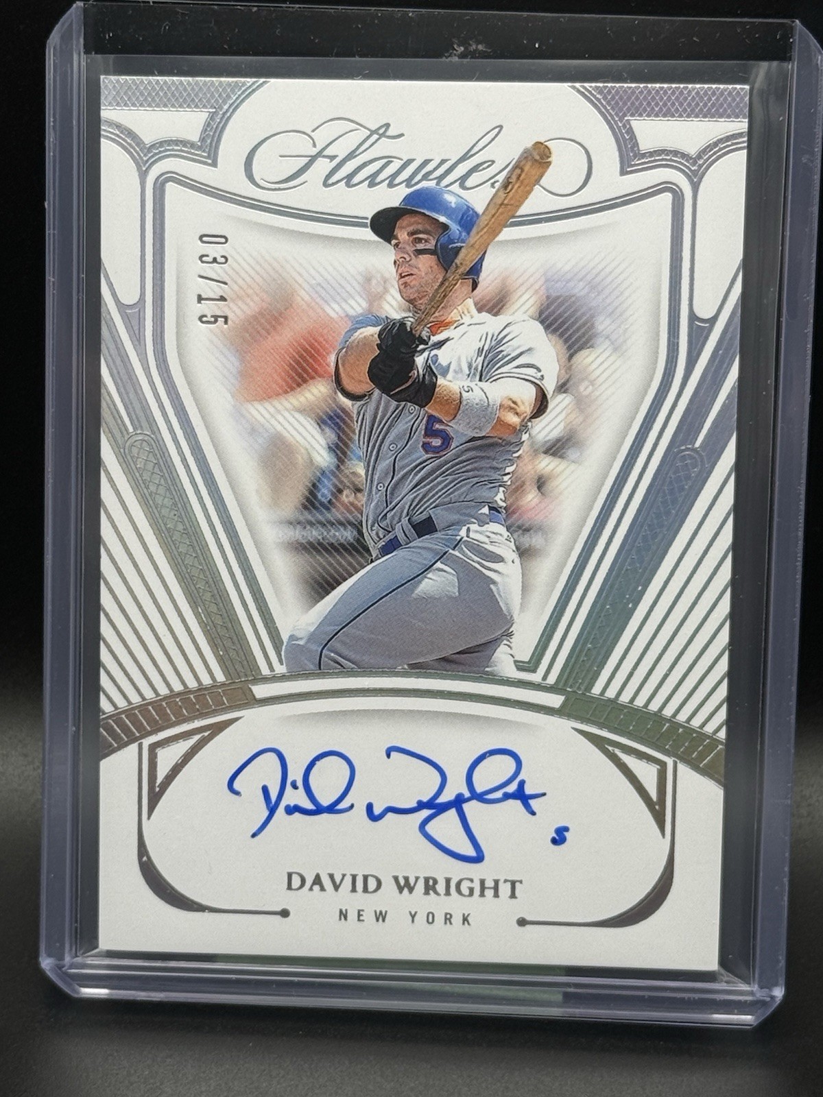 David Wright On Card Auto 2024 Panini Flawless Autographs /15 Mets view 1