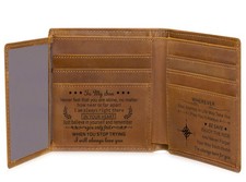Engraved Mens Wallet Personalized Leather Wallet for Men Husband Dad Son Boyf...