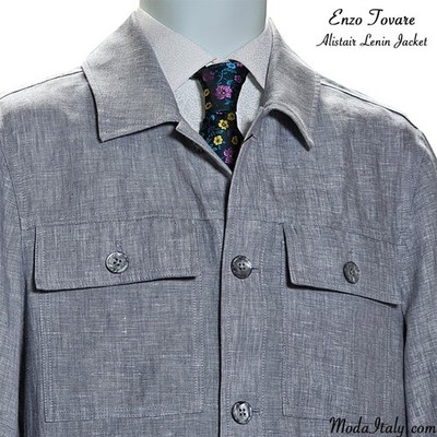 Enzo Tovare Gray Linen Casual Jacket