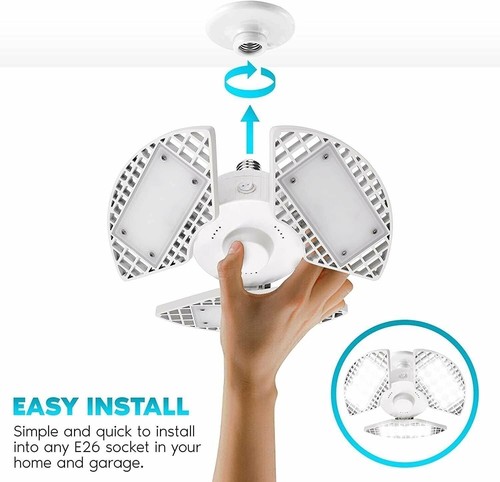 Luxrite 2-Pack LED Garage Light 80W 8000 Lumens Deformable 5000K Bright White - Picture 3 of 6