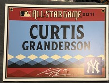Curtis Granderson Signed 2011 All Star Game Game Used Name Card HUGE! Yankees