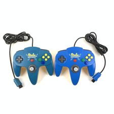 Manette Nintendo 64 Pikachu bleue et jaune lot de 2 N64 NUS-005 en l'état 6998 UT