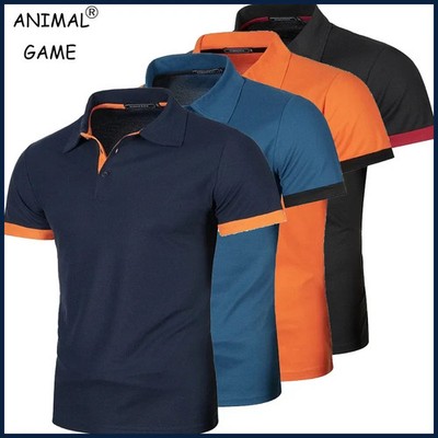 New Mens Short Sleeve Polo Shirt Solid Color Streetwear Lightweight Lapel