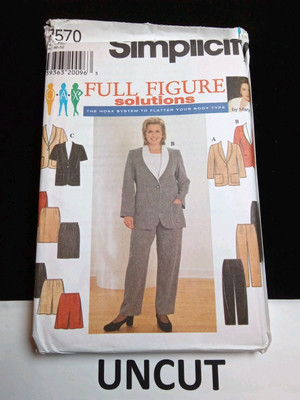 SIMPLICITY UNCUT Pattern 7570 Womens Plus Size 18W-24W Jacket Skirt Pants Shorts
