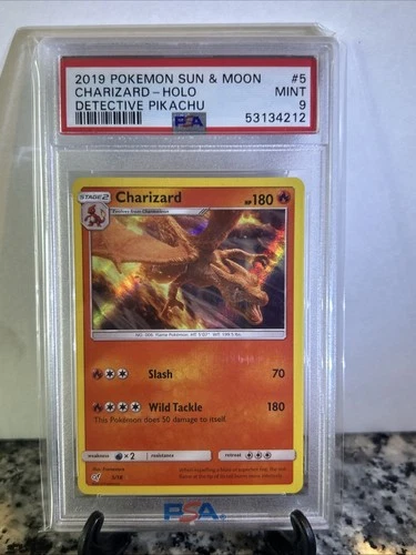 Pokémon TCG Charizard Holo Rare Card 5/18 SM Detective Pikachu PSA 9 Mint