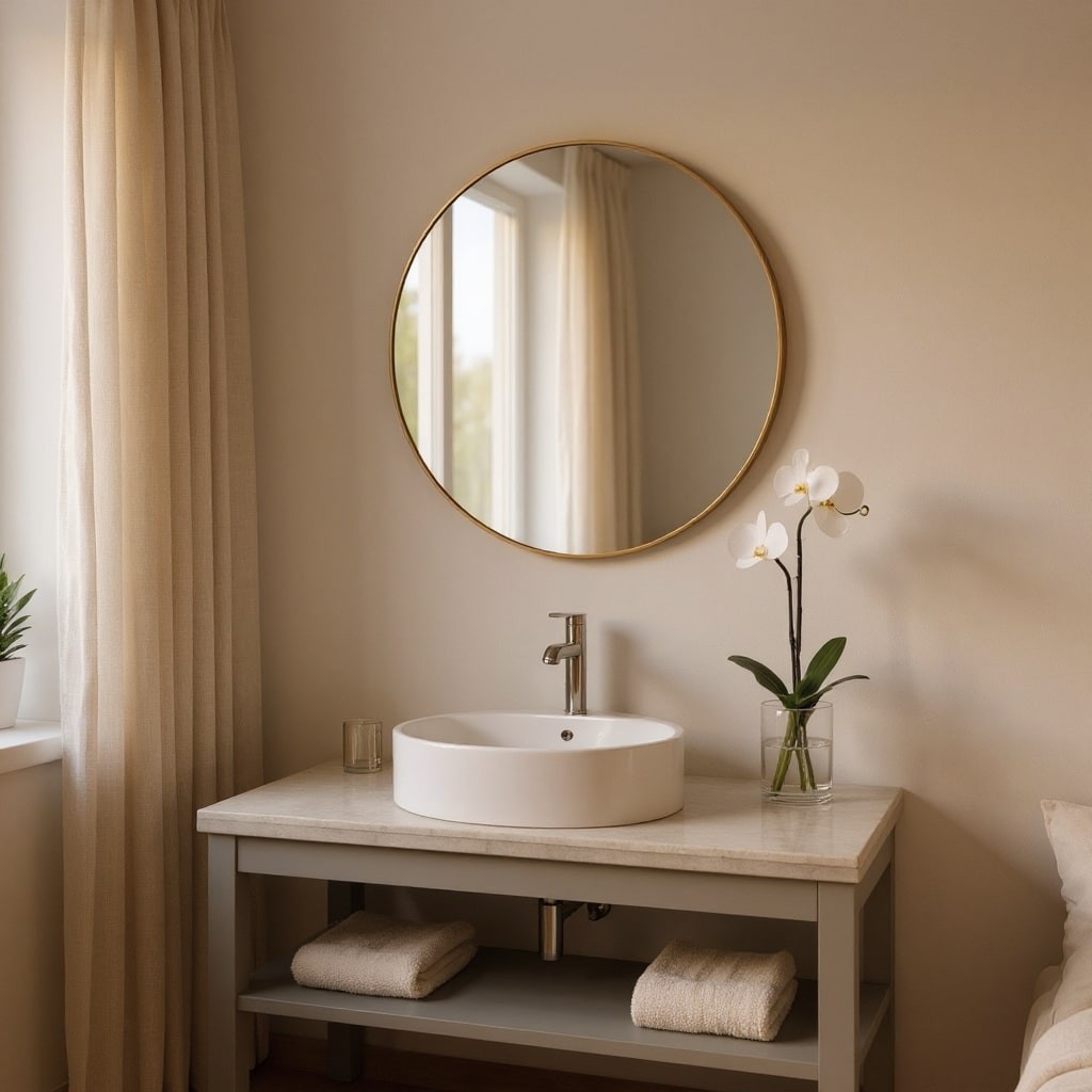 Large Mirror Round Wall All Glass Bevelled Classic Round 50 x 50CM