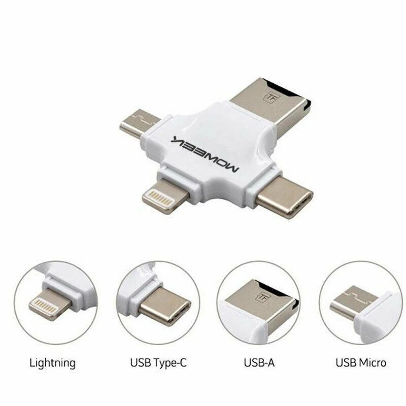 SD Card Reader Adapter 4 In 1 Usb Otg Tf For iPhone, Huawei, Samsung and Type C - Image 3 of 4