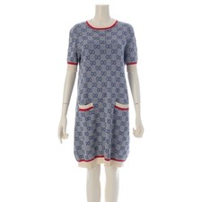 Gucci GG jacquard short sleeve knit dress 579787 Blue S [Used] Size S